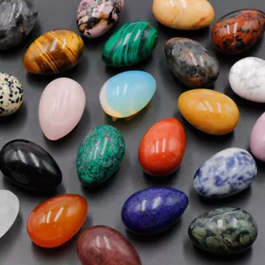 Natural Quartz Crystal Egg Gemstone Healing Exercise Palm Worry Reiki Stones - Picture 1 of 39