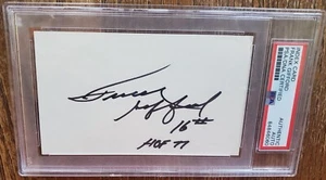 PSA SLABBED Autographed New York Giants Frank Gifford Index Card HOF 77 - Picture 1 of 2