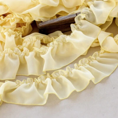 Chiffon Frill Ruffles Edging Trimming Lace Dress Curtain Craft Sewing 5M - Image 1 of 4