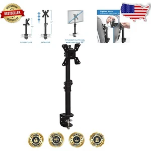 Ergonomic Single VESA Monitor Mount with 360° Swivel & 15° Tilt for Home Offices - Picture 1 of 11