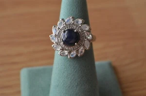 4.85ct Star Sapphire / Multi-Gem Starburst Ring Platinum Over Fine Silver Sz 7 - Picture 1 of 13