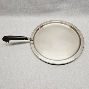 Vintage Revere Ware 13.5" Copper Bottom Double-Ring Stainless Flat Skillet - Picture 1 of 6