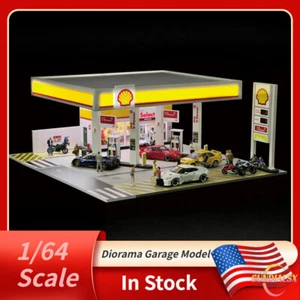 1/64 Diorama Car Garage Model with Lighting City Street Gas Station Scene Models - Picture 1 of 40