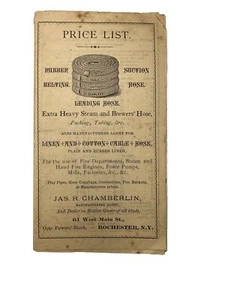 Victorian  trade card Brochure Chamberlin Rubber Hoses, Etc Rochester NY B56 - Picture 1 of 10