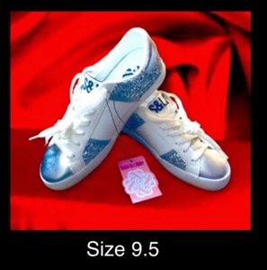 Sam & Libby white and silver sneakers: faux leather,sparkle glittery SIZE 9.5 - Picture 1 of 24