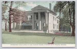 Fort Wayne Indiana IN Homestead of Samuel Hanna Founder Deer in Yard Postcard - Picture 1 of 2