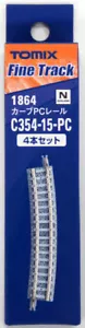 Tomix 1864 Rail Curved / Curved PC Tracks C354-15-PC(F) 4pcs - N - Picture 1 of 2