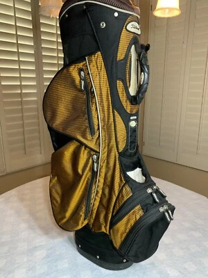 Bolsa de carrito de golf Titleist 8 vías 8 bolsillos - dorado negro - soporte para bebidas y bolígrafos BONITO Foto 1 de 4