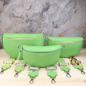 Bolso bandolera de cuero verde claro, bolso abdominal de cuero para mujer, bandolera para mujer - Imagen 1 de 10