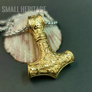 Men Viking Norse Stainless Steel Pendant Necklace Cord Chain Rune Amulet Thor - Picture 1 of 13