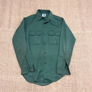 Vintage JC Penney Big Mac Button Up Shirt Mens Medium Green 1960s - Picture 1 of 9