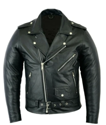 Mens Vintage Leather - Motorbike Jacket Black - Original Cowhide Leather - Biker - Image 1 of 4