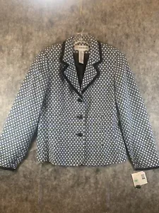 Sag Harbor Women’s Size 8 Blazer Jacket Lined Navy Blue & White NWT $60 Orig. - Picture 1 of 10