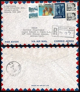 1976 Canada Registered Cover to OMEGA Watch Co., Switzerland - Olympic & QEII - Picture 1 of 3