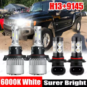 For Hummer H3 2006-2010 8000K LED Headlight Hi/Lo + Fog Light 4 Bulbs Combo kit - Picture 1 of 15