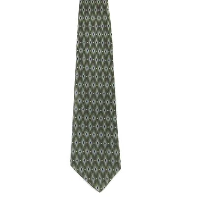 Corbata para hombre Claiborne 100 % seda diamante cuadros verde azul 4" x 58" Foto 1 de 2