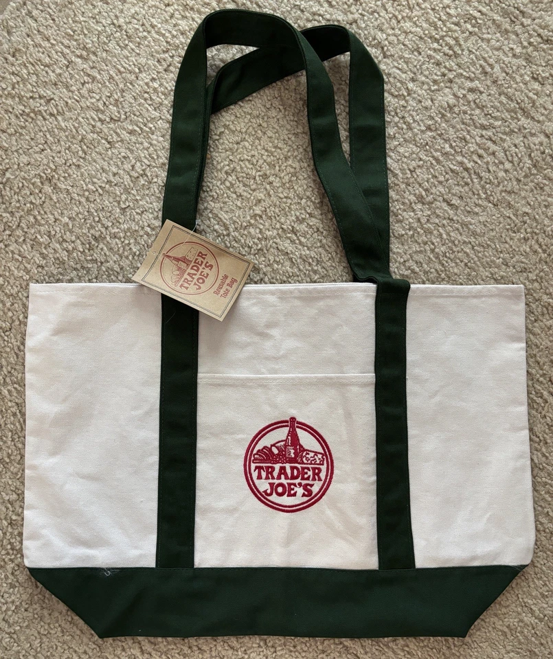 Bolso de compras Trader Joe’s de lona de liberación limitada GRANDE VERDE - NUEVO con ETIQUETAS Foto 1 de 1