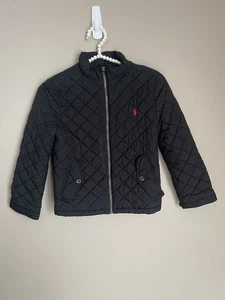 Polo Ralph Lauren Boys Black Quilted Jacket siz 7 - Picture 1 of 4