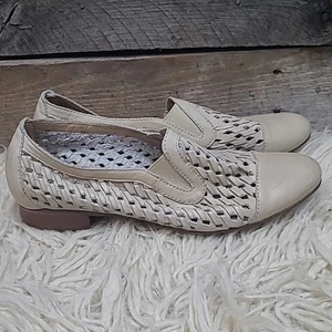 Anthropologie Latigo Folly Woven Leather Loafer Flats Bone Sz 6.5 - Picture 1 of 10