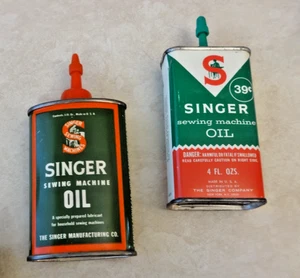 2 latas de aceite vintage para máquina de coser Singer - Imagen 1 de 5