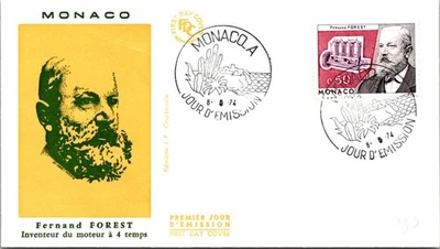 Monaco FDC 1974 Fernand Forest Inventor of the 4-stroke engine - A02434 - Image 1 of 2