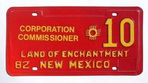 New Mexico Corporation Commissioner Nummernschild niedrige Nummer # 10 - Bild 1 von 1