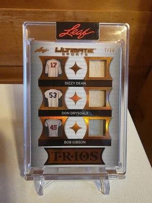 Tarjeta de camiseta de uso del juego Dizzy Dean #7/20 Don Drysdale Bob Gibson Dodgers CARDINALES Foto 1 de 2
