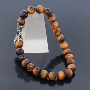 David Yurman 8 mm Tigerauge 925 Silber spirituelle Perlen Herren Armband 8,5 Zoll - Bild 1 von 5
