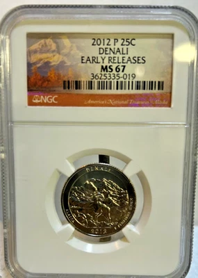 2012 P Denali Alaska Park Series Washington Quarter MS 67 NGC, Early Releases - Image 1 of 4