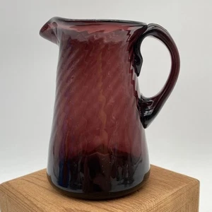 Vintage Purple Amethyst Mini Swirl Glass Pitcher Miniature Vase - Picture 1 of 11