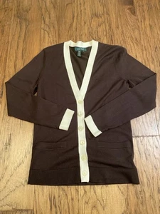 Lauren Ralph Lauren Strickjacke braun beige Besatz Größe S - Bild 1 von 6