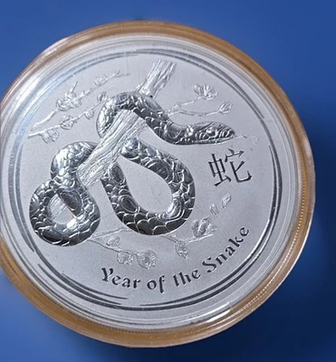 🇺🇸2013 $8 Australia Lunar "Year Of The Snake" 5oz .999Fine Silver Coin Cap&Box - Image 1 of 4