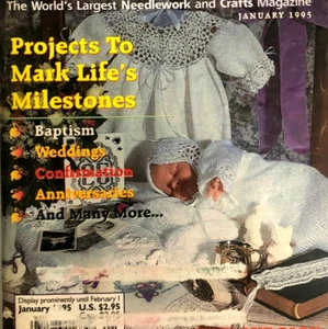 Knit Christening Ensemble Crochet Rose Gown Pattern Magazine Rudolph Slippers ++ - Picture 1 of 12