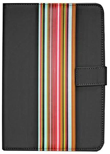 Universal 7/8 Inch 7" 8" Striped PVC Tablet Case - Black - Picture 1 of 4