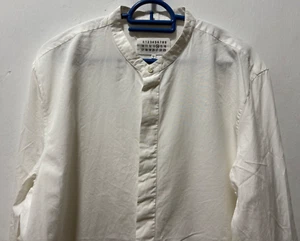 Maison Martin Margiela Mandarin Collar Concealed Buttons White Slim Fit Shirt - Picture 1 of 7