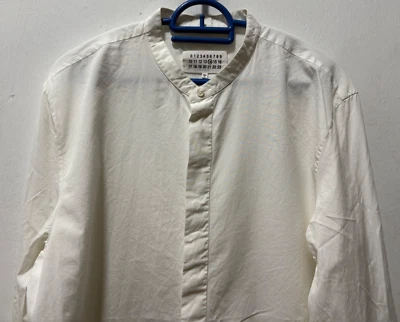 Maison Martin Margiela Mandarin Collar Concealed Buttons White Slim Fit Shirt - Image 1 of 4