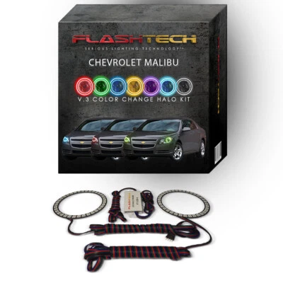 RGB Multi Color Changing LED Halo kit for 2008-2012 Chevrolet Malibu Headlights - Image 1 of 4