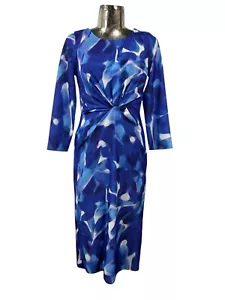 ELLA BOO Pencil Dress Size Medium 14 Royal BlueTwist Zip Women NEW EU42 RRP £210 - Picture 1 of 14
