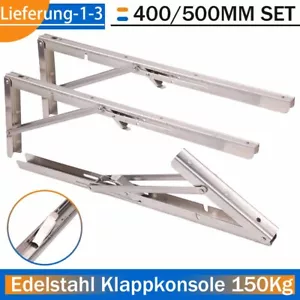 Consola plegable acero inoxidable real resistente 150 kg estante plegable mesa plegable 400/500 2 piezas - Imagen 1 de 10
