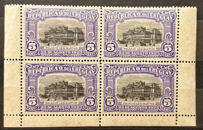УРУГВАЙ * PALACIO LEGALATIVO MONTEVIDEO -YVERT # 302 -ЛОТ ИЗ 4 БЛОК МАРОК MNH - Изображение 1 из 2