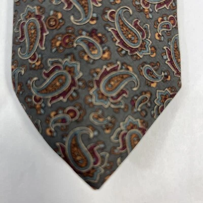 Corbata Damon para hombre 3 pulgadas de ancho x L55 en seda oro oliva borgoña Foto 1 de 4