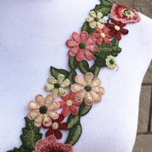 1-10 Yards Flower Embroidered Trim Lace Ribbon Wedding Sewing Applique DIY Craft - Picture 1 of 12