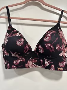 Danskin Intimates Invisible Support Bra Sz 38C, Wireless, Black W/ Floral - Picture 1 of 10