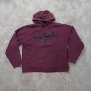 Cabela's Hoodie Hooded Sweatshirt Men's Large Red Long Sleeve - Picture 1 of 13