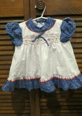 Vestido de manga curta vintage Polly Flinders batido à mão tamanho 24 meses - Imagem 1 de 2