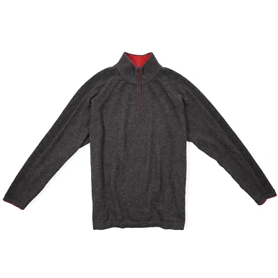 Suéter Kinross Para Hombre 100% Cachemira 1/4 Cremallera Manga Larga Pullover Gris Talla 2XL Foto 1 de 4