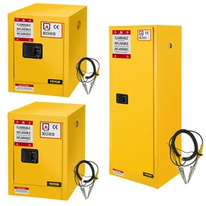 11/12/16/30/45Ga Safety Storage Cabinet Yellow Flammable Welded Bin Fireproof - Picture 1 of 62