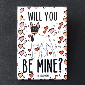 Toy Fox Terrier Dog and Hearts Magnet Valentines Day Gifts Holiday Home Decor - Picture 1 of 12