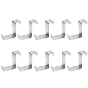 10 Pcs Stainless Steel Over The Door Hooks for Kitchen Cabinet Cupboard - Picture 1 of 8