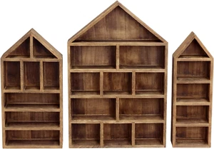 Organizador de estante de almacenamiento caja de sombra de madera con forma de casa - Imagen 1 de 7